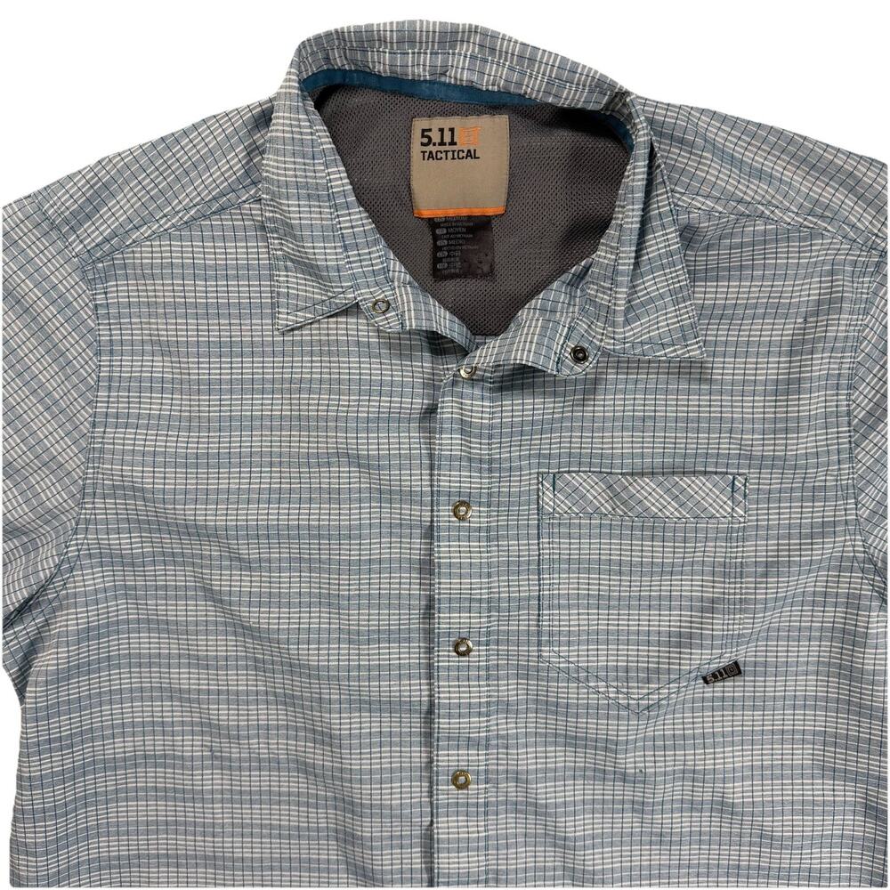5.11 Tactical Shirt Men’s Medium M Blue Plaid Intrepid Short Sleeve Snap Front